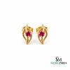 Nature Inspired Round Ruby Leaf Studs - Fine Jewelry for Women