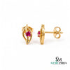 Nature Inspired Round Ruby Leaf Studs - Fine Jewelry for Women