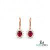 Oval Ruby & Diamond Accent Leverback Earrings - Fine Jewelry Gift for Women