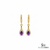 Pear Natural Amethyst and Diamond Dangle Earrings - Gift for Women