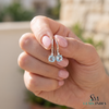 Round Aquamarine Drop Earrings With Diamond Accent - Birthstone Fine Jewelry Gift For Her