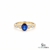 Oval Blue Sapphire Ring With Sparkling Diamond Details - Promise ring
