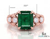 2.80 carat Octagon Natural Emerald And Diamond Engagement Ring in 18k gold Gift For Her