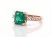 Classic Octagon Cut Natural Emerald 4 carat Engagement Ring in 14K Gold Promise Ring