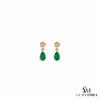 1.90 carat Pear Shape Natural Emerald and Diamond 14k Gold Stud Earrings
