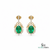 5.50 carat Oval Natural Emerald and Diamond Dangle Earrings in 14K Gold Green Gemstone Jewelry