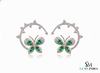 1.80 carat 14k Gold Marquise Emerald Butterfly Huggie Earrings Natural Emerald & Diamond