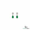 1.90 carat Pear Shape Natural Emerald and Diamond 14k Gold Stud Earrings