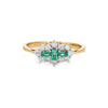 Three Stone Emerald and Diamond Cluster Ring – Fine Gold Jewelry