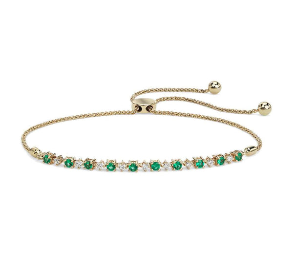 Elegant Emerald & Diamond Adjustable Tennis Bracelet