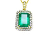 7.10 carat Glamorous Emerald and Diamond Halo Pendant Sparkling Double Diamond Halo