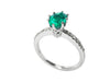 1 carat Oval Cut Natural Emerald and Diamond Ring in 14K Gold Classic Solitaire Design