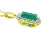 7.10 carat Glamorous Emerald and Diamond Halo Pendant Sparkling Double Diamond Halo