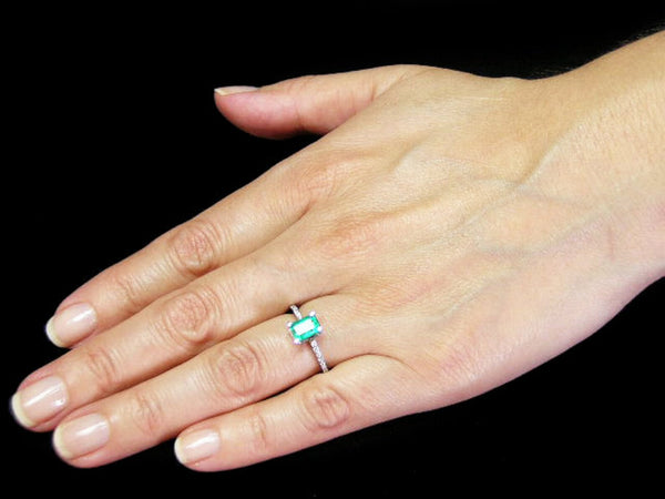 2 carat Emerald cut Engagement Ring Natural Zambian Emerald and Diamonds in 14k Solid Gold Ring