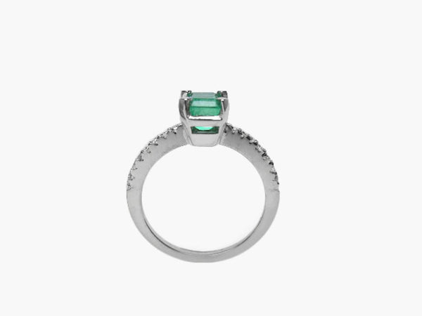2 carat Emerald cut Engagement Ring Natural Zambian Emerald and Diamonds in 14k Solid Gold Ring