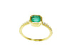 0.90 Carat Emerald-Cut Green Emerald & Diamond Band Ring in 14K Gold