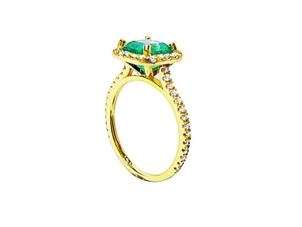 1.33 Carats Octagon Cut Natural Emerald And Diamond Ring For Womans in 14k Solid Gold Unique Gold Ring For her