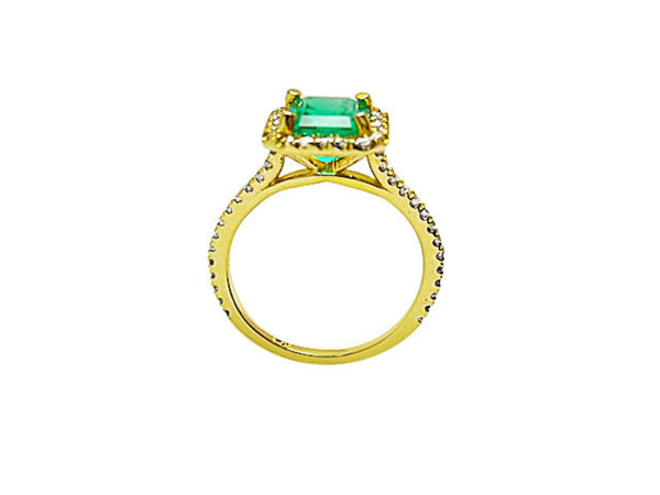 1.33 Carats Octagon Cut Natural Emerald And Diamond Ring For Womans in 14k Solid Gold Unique Gold Ring For her