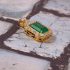 Emerald Cut Natural Emerald and Diamond Halo Pendant in 14K Gold Elegant Birthstone Jewelry