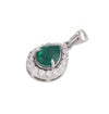 9.30 carat Vintage Inspired Pear Cut Natural Emerald Pendant Gold Diamond Accent Design
