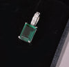 2.10 carat Emerald Cut Natural Emerald Pendant Necklace in 14k gold with Diamond Accent Bail Design