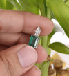 2.10 carat Emerald Cut Natural Emerald Pendant Necklace in 14k gold with Diamond Accent Bail Design