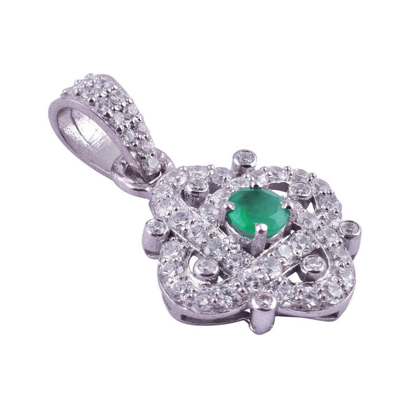 0.75 carat Round shaped Natural Emerald intertwined loops Cluster Pendant in 14k yellow gold