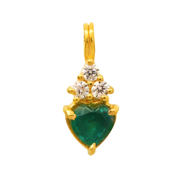 1.90 carat Natural Emerald Heart Pendant with Diamond Accents in 14k Gold
