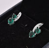3.50 carat Green Natural Emerald Heart Drop Earrings Sparkling Diamond Curve
