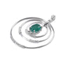 1.10 carat Oval shape Natural Emerald and Diamond Circle Pendant Necklace in 14K Gold