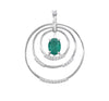 1.10 carat Oval shape Natural Emerald and Diamond Circle Pendant Necklace in 14K Gold