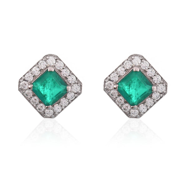 1.90 carat Octagon cut natural emerald earrings for woman's 14k solid gold earrings gift for woman's