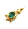 9.50 carat Royal Green Natural Emerald Necklace Diamond Accent Oval Pendant in 14k Gold