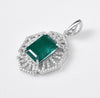 4.90 carat Elegant Art Deco Emerald cut Natural Emerald with Dazzling Diamond Border Pendant