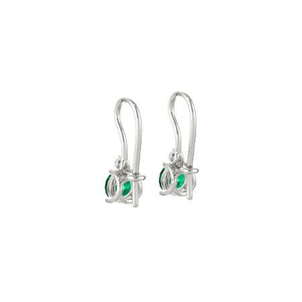 1.50 carat Real Emerald and Diamond Dangle Earrings in 14K Gold Minimalist Leverback Design
