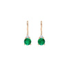 1.50 carat Real Emerald and Diamond Dangle Earrings in 14K Gold Minimalist Leverback Design