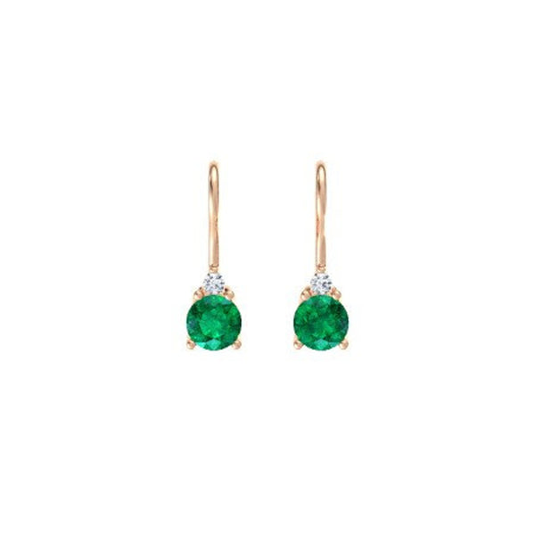 1.50 carat Real Emerald and Diamond Dangle Earrings in 14K Gold Minimalist Leverback Design