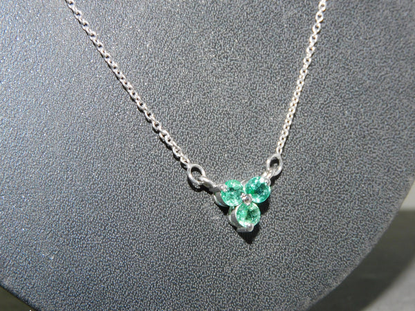 1.3 carat Round shaped Three Stone Natural Emerald Cluster Pendant in 14k yellow gold