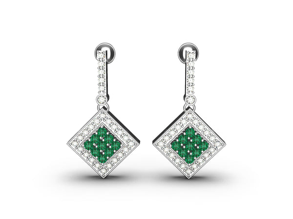 7,80 ct dunkelgrüne Statement-Ohrhänger mit großen sambischen Smaragden im Smaragd- und Ovalschliff, 18 Karat Gold, Smaragdohrringe, ovale Smaragdstifte (Kopie)