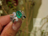 Oval Emerald And Diamond Engagement Ring in 18k Solid Gold Vintage Scroll Band Engagement Ring