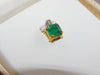 Natural Emerald Cut Square Green Gemstone Pendant with Diamond Accent