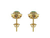Round Natural Emerald & Diamond Halo Stud Earrings Fine White Gold Jewelry