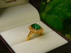 Elegant 3.50 carat Cushion Cut Natural Emerald And Diamond Statement Ring In 14K Gold