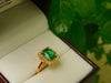 Elegant 3.50 carat Cushion Cut Natural Emerald And Diamond Statement Ring In 14K Gold