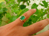 Elegant 3.50 carat Cushion Cut Natural Emerald And Diamond Statement Ring In 14K Gold
