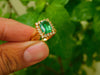 Elegant 3.50 carat Cushion Cut Natural Emerald And Diamond Statement Ring In 14K Gold