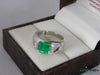 Men's Emerald and Diamond Wedding Band Ring, 18k Gold, May Birthstone