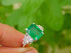 Emerald Cut Natural Emerald & Diamond Statement Ring in 14K Gold Minimalist Fine Jewelry