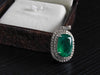 Cushion Cut Natural Emerald and Diamond Halo Pendant in 14K Gold Elegant Birthstone Jewelry
