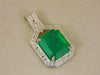 8.10 carat Stunning Natural Emerald Pendant Emerald Cut Green Gem with Diamond Halo Glow